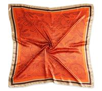 vabovin 35x35 Silk Head Scarf, Satin Square Curly Hair Scarf Neck Scarf, Headband Bandana for Black Women (Paisley Burnt Orange)