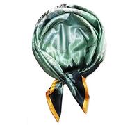 vabovin 35x35 Womens Satin Scarf, Large Square Silk Feeling Head Hair Scarves Wraps (Big Flower Moss Green)