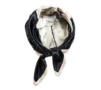 vabovin 35x35 Womens Satin Scarf, Large Square Silk Feeling Head Hair Scarves Wraps (Flowers White Black)