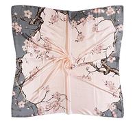 vabovin Elegant 35" Women's Satin Square Silk Feeling Large Neckerchief Fashion Accessory (Pale Pink Plum Blossom)
