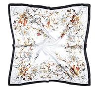vabovin Large Square Satin Silk Like Lightweight Scarf Hair Sleeping Wraps for Women (White Floral Pattern)