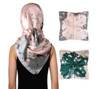 vabovin Silk Head scarf for women Large Square Satin Neck Scarves 2PCS Silk Scarf for Hair Wrapping at Night, Zh05-2 Pack, Large