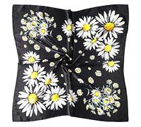 vabovin Women's 35" Satin Square Silk Like Hair Scarves and Wraps Headscarf for Sleeping (Black Daisies)