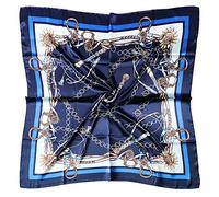 vabovin Women's 35" Satin Square Silk Like Hair Scarves and Wraps Headscarf for Sleeping (Dark Blue Chain)