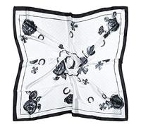 vabovin Women's Large Satin Square Headscarf 35" Silk Feeling Scarf For Hair Wrapping at Night (White Flowers Pattern)