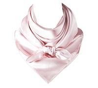 vabovin Women's Solid Color Silk Feeling Head Hair Scarves Wraps Large Square Satin Headscarf, 99-223 Baby Pink, 35''x35''