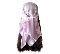 vabovin Women's Solid Stain Charmeuse Neckerchief 35" Square Neck Scarf Headscarf (Blue)