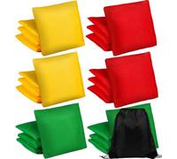Vabrloy Pack of 24 Cornhole Bags, Throwing Bags for Cornhole Game, 10 x 10 cm Nylon Bean Bags Throwing with Carry Bag, Bean Bag Throwing Game for Adults and Children, Outdoor Games (8 Colours)