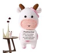 Vaca Positiva Vaca de Apoyo Emocional Muñeca decorativa de escritorio de apoyo Juguetes de animales de Punto muñeca de ganchillo de apoyo emocional Para decoraciones Del hogar juguete de ganchi