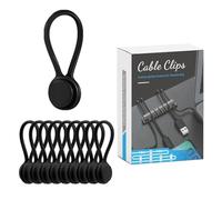 Vacallity 10pcs Black Magnetic Cable Ties Reusable Multi-Purpose Cable Organizer Silicone Cable Straps for Earphone Cable Charger Bundling Organizing and Holding Stuff