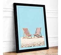 Vacant Seaside Chairs Coastal Framed Wall Art Print A3 (42×29.7cm) Black, Wall Decor for Living Room, Bedroom, Office & Home, Ready to Hang, Art Gift