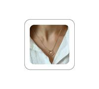 Vacaonio Boho Pearl Flower Pendant Necklace Gold Rose Flower Necklace Hollow Flower Choker Necklace Vintage Floral Choker Necklace Jewelry for Women
