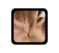 Vacaonio Boho Spiral Sun Pendant Necklace Gold Sunburst Choker Necklace Metal Sun Necklace Dainty Sunshine Necklace Chain Celestial Sun Chain Necklace Jewelry For Women, Zinc, No Gemstone