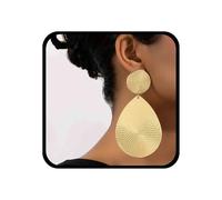 Vacaonio Exaggerated Geometric Dangle Earrings Gold Teardrop Stud Earrings Large Textured Teardrop Earrings Hammered Metal Statement Earrings Jewelry for Women