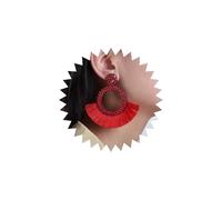 Vacaonio Punk Ruby Circle Dangle Earrings Big Cz Circle Drop Earrings Red Tassel Earrings Red Crystal Circle Earrings Fan Fringe Dangle Earrings Tassel Chandelier Earrings Jewelry for Women, Zinc, No