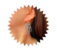 Vacaonio Punk Skull Hand Drop Earrings Skeleton Hand Dangle Earrings Silver Skeleton Hand Earrings Devil's Talons Earrings Halloween Skeleton Earrings Jewelry for Women