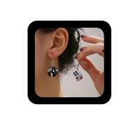 Vacaonio Resin White Black Dice Dangle Earrings Punk 3D Dice Drop Earrings Geometric Cube Casino Earring Party Statement Earring Jewelry for Women
