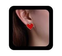 Vacaonio Vintage Red Enamel Playing Card Poker Pattern Stud Earrings Jewelry for Women(Red Diamond Shaped), Zinc, No Gemstone