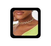 Vacaonio Vintage Rhinestone Chain Necklace Gold CZ Tennis Necklace Choker Bling Cz Rhinestone Necklace Short Crystal Collar Necklace Sparkly Wedding Prom Necklace Jewelry for Women, Zinc, No Gemstone