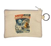 Vacation Adventures Exploring the Moon Galaxy Key Chain Coin Purse Beige