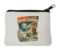 Vacation Adventures Exploring the Moon Galaxy Neoprene Coin Purse Pouch 10x11cm White