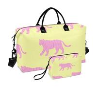 Vacation Bag Combo 2 Piecing Full Print Mesh Pocket Practical Short Journey Blush Stripes