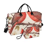 Vacation Bag Combo 2 Piecing Full Print Mesh Pocket Practical Short Journey Floral Plumage