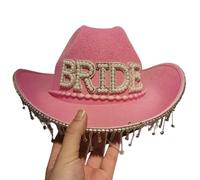 Vacation Cowboy Hat Pearls Tassels Hand Beading Crystal Girl Boys Cowgirl Hat For Carnivals Music Festival