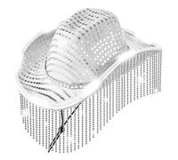 Vacation Cowboy Hat with String Light LED Shining Sequins Gleaming Tassels for Club Carnivals Music Festival