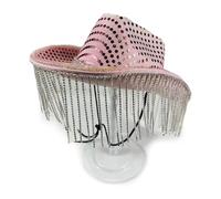Vacation Cowboy Hat with String Light LED Shining Sequins Gleaming Tassels for Club Carnivals Music Festival