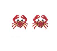 Vacation Crab Stud Earrings for Women Statement Summer Crystal Red Enamel Ocean Animal Stud Dainty CZ Heart Creative Beach Jewelry Gift Seaside Party Tropical Hawaiian Accessories