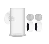 Vacation Fish Feeder - Transparent Shrimp Feeding Dish,Suction Cup Design, Anti-Drift Ring, Leak Net, Cylindrical Shape, Water Accessories For Home