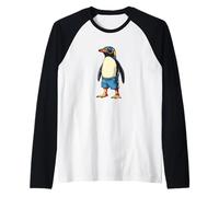 Vacation in Pool with This Funny Penguin in Swim Trunks Raglan Baseball Tee