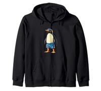 Vacation in Pool with this Funny Penguin in Swim Trunks Zip Hoodie