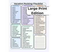 Vacation Packing Checklist - Large Print: Large Print, Easy-to-Read Packing List for Stress-Free Travel