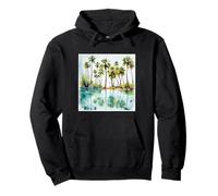 Vacation Paradise Tropical Lagoon Beach Sand Watercolor v3 Pullover Hoodie