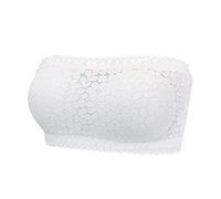 Vacation Seamless Bandeau Tops for Women 2025 Backless Lace Going Out Tube Top Night Out Eyelet Off Shoulder Outfits Date Night Embroidery Strapless Cute Clothes Fashion Bandeaux Y2K White