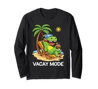 Vacay Mode Funny Dino Coconut Tree Summer Vacation Beach Long Sleeve T-Shirt