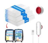 Vacbird Vacuum Storage Bags with Portable Electric Pump, 9-Pack Vacuum Bags for Clothes Travel, Reusable, Suitable for Clothing Storage, Travel, Luggage and Suitcase Storage