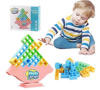 Vacclo 16Pcs Tetra Tower Balance Game - Russian Building Block Tetris DIY Assembling Versatile Toy Board Table Games Stacking Blocks Puzzle Assembly Bricks Gift (16Pcs Pink) ( CX-140)