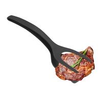 Vacclo 2-in-1 Grip and Flip Spatula Tongs - Essential Cooking Tool for Flipping Eggs, Fish, Steak Make Pancakes, French Toast, Omelets Easy Design Frying, Grilling, (Black) (CX-191273)