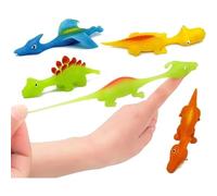 Vacclo 50 Piece Slingshot Dinosaur Finger Toys Set - Stretchy and Flying Fun - Rubber Flicking Dinosaur - Perfect Children's Pranks and Gifts for Boys and Girls Ages 3+ (Random Colors) (50Pcs)