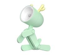Vacclo Cute Led Room Night Light, New Cute Student Night Light, Puppy Shaped Mini Led Desk Lamp Cute Little Phone Holder, Adjustable Phone Holder, Animal Night Light for Room Decoration (Fawn, Green)