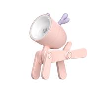 Vacclo Cute Puppy Shaped Mini Led Desk Lamp Phone Holder, Adjustable Phone Holder, Animal Night Light for Room Decoration (Fawn, Pink)