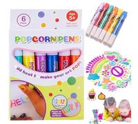 Vacclo DIY Bubble Popcorn Drawing Pens - 3D Puffy Art Pens - Magic Puffy Effect - Multicolor - 6 Count - Ambidextrous - Ballpoint Pen
