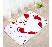 Vacclo Halloween Bath Mat - Red Blood Footprints Floor Mats - Sheet Turns Red When Wet - Bathroom Mat Doormat for Indoor Outdoor - Halloween Party Decoration Front Door Mats (Footprint)