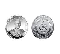Vacclo King Charles III Coronation Commemorative Coin, Silver British King Statue Collector's Coin, UK Metal Coins for Souvenir, Souvenir and Collection (1 Pcs)