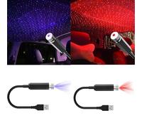 Vacclo USB Star Projector Night Light, LED Adjustable Romantic Red Interior Car Lights, Bending Freely Portable Auto Roof Lights Decoration for Car, Ceiling, Bedroom, Party (Red＆Purple)