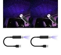 Vacclo USB Star Projector Night Light, LED Adjustable Romantic Red Interior Car Lights, Bending Freely Portable Auto Roof Lights Decoration for Car, Ceiling, Bedroom, Party (2Pcs Purple)