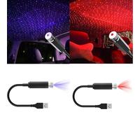Vacclo USB Star Projector Night Light, LED Adjustable Romantic Red Interior Car Lights, Bending Freely Portable Auto Roof Lights Decoration for Car, Ceiling, Bedroom, Party (Red＆Purple)